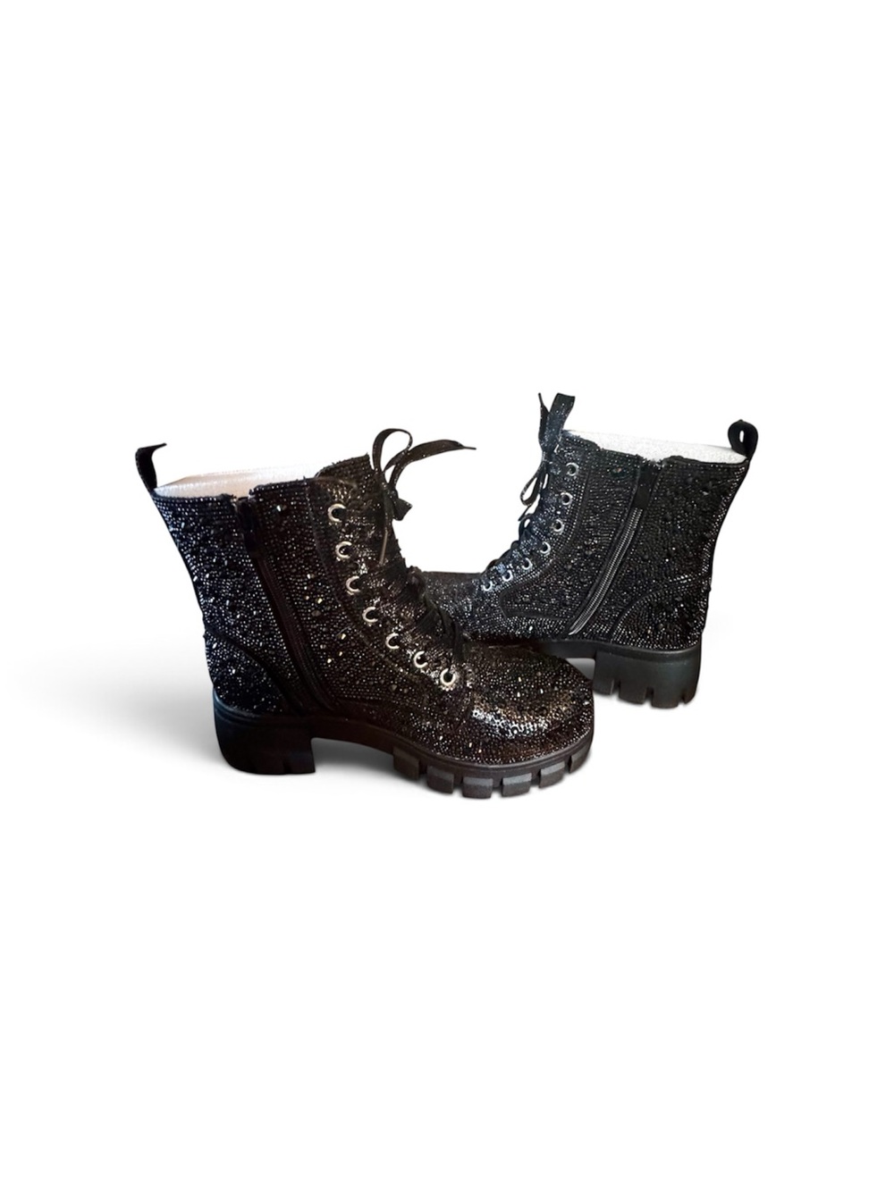 🔥 Corkys Black rhinestone Lace-Up Combat Boots